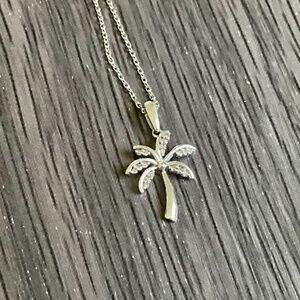 NWOB Sterling Silver Diamond Palm Tree Necklace